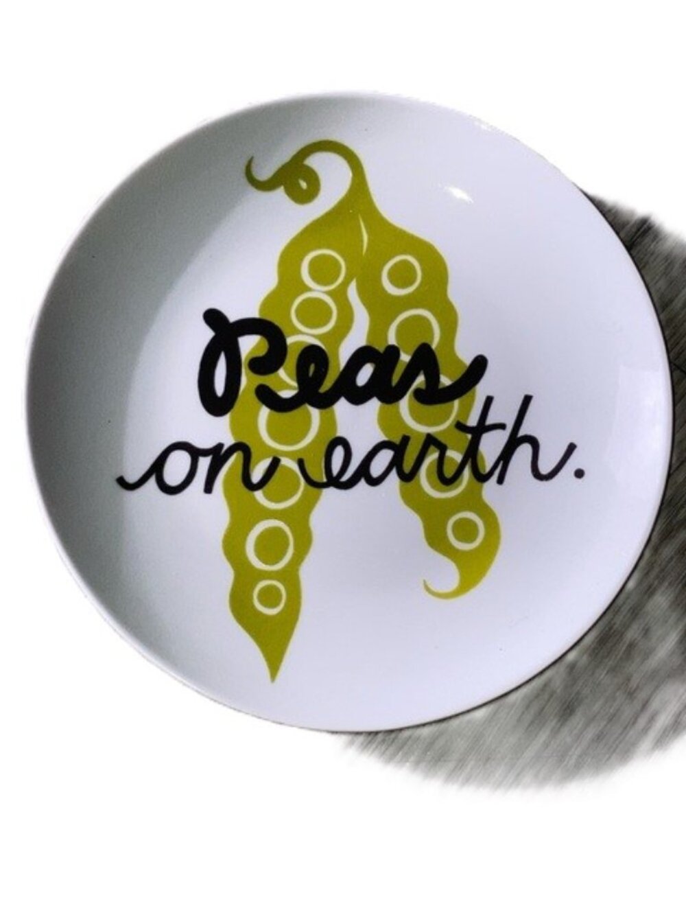 CRATE & BARREL “Peas on Earth” Round Ceramic Appetizer Plate 6.75 inches